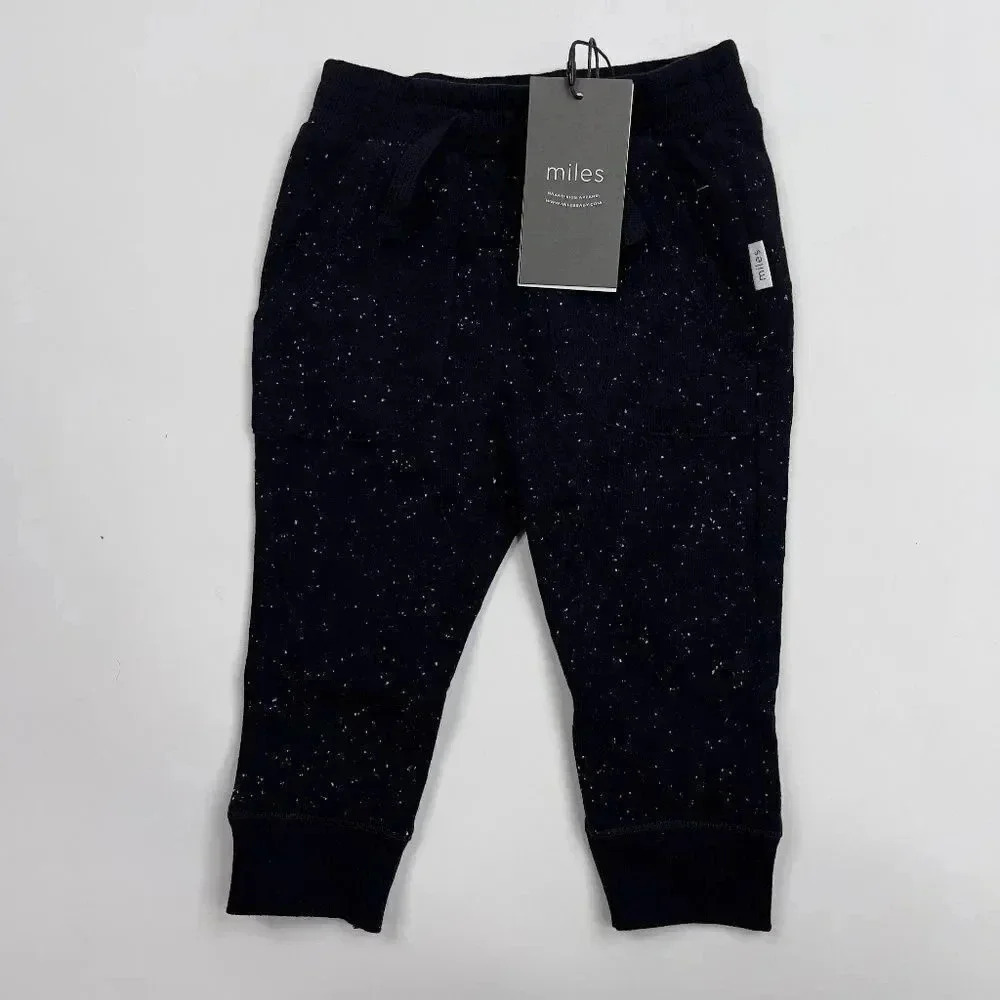 Miles Baby Knit Joggers Black Speckled White 12M NWT